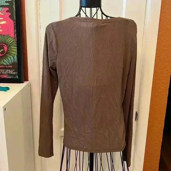 frank & oak - long sleeved modal-blend ribbed tee-Sz L - Picture 2 of 5